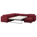 IKEA VIMLE ВІМЛЕ, кутовий диван-ліжко, 5-місний, з шезлонгом/Lejde червоний/коричневий 195.375.48 фото thumb №1