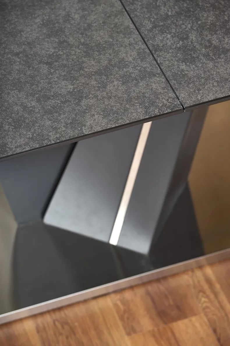 Обеденный стол раскладной HALMAR SALVADOR 160-200x90 см, столешница - темно-серый, ножки - темно-серые фото №7