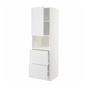 IKEA METOD МЕТОД / MAXIMERA МАКСІМЕРА, висока шафа для мікрох печі, 2 шухл, білий / стенсундський білий, 60x60x200 см 794.567.99 фото