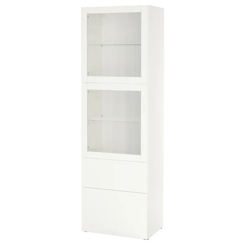 IKEA BESTÅ БЕСТО, комбін д / зберіг зі склян дверцятами, білий / ЛАППВІКЕН білий прозоре скло, 60x42x193 см 993.008.58 фото №1