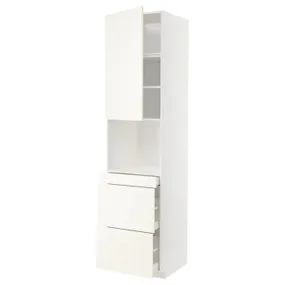 IKEA METOD МЕТОД / MAXIMERA МАКСИМЕРА, высокий шкаф д / СВЧ / дверца / 3ящика, белый / Вальстена белый, 60x60x240 см 995.074.63 фото