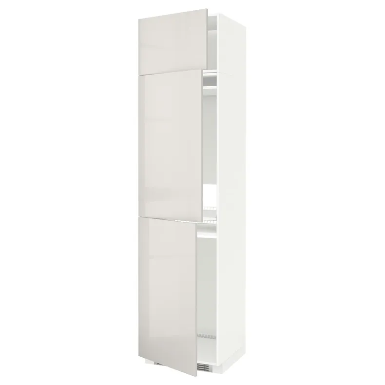 IKEA METOD МЕТОД, шафа висока для холод / мороз із 3 дв, білий / Ringhult світло-сірий, 60x60x240 см 294.693.70 фото №1