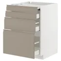 IKEA METOD МЕТОД / MAXIMERA МАКСИМЕРА, напольный шкаф с выдвиж панелью / 3ящ, белый / матовый темно-бежевый, 60x60 см 394.919.93 фото thumb №1