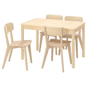IKEA RÖNNINGE РЁННИНГЕ / LISABO ЛИСАБО, стол и 4 стула, берёза / берёза, 118 / 173 см 394.290.53 фото
