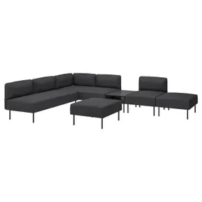 IKEA LILLEHEM ЛІЛЛЕХЕМ, 6-м модульний диван з журн столиком, ГУННАРЕД/темно-сірий деревина 995.747.54 фото
