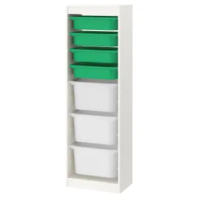 IKEA TROFAST ТРУФАСТ, комбінація для зберіган +контейнери, білий / зелений білий, 46x30x145 см 295.332.05 фото