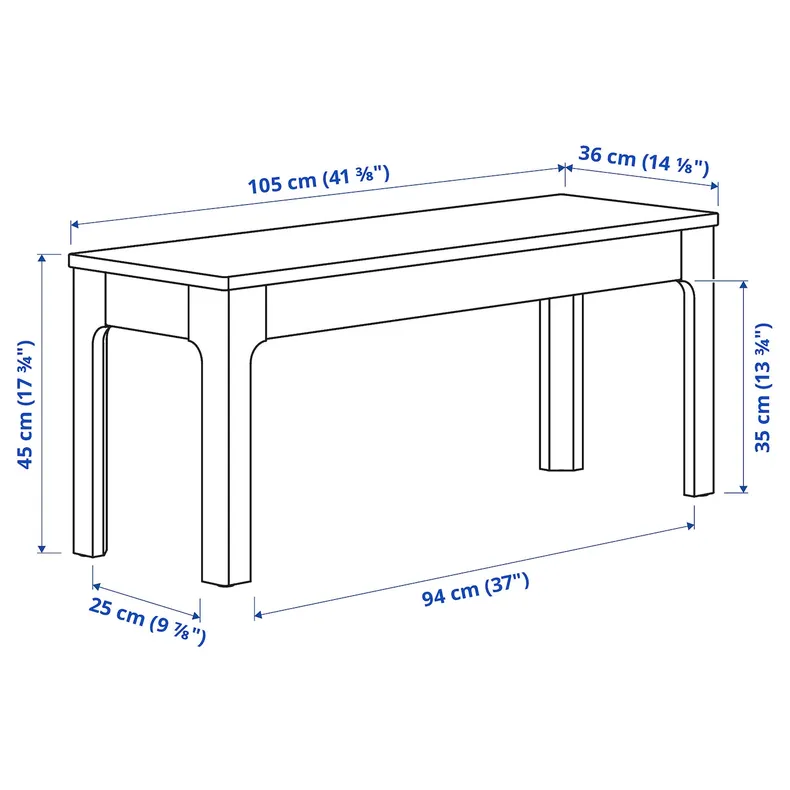 IKEA EKEDALEN ЕКЕДАЛЕН, лавка, темно-коричневий, 105x36 см фото №8