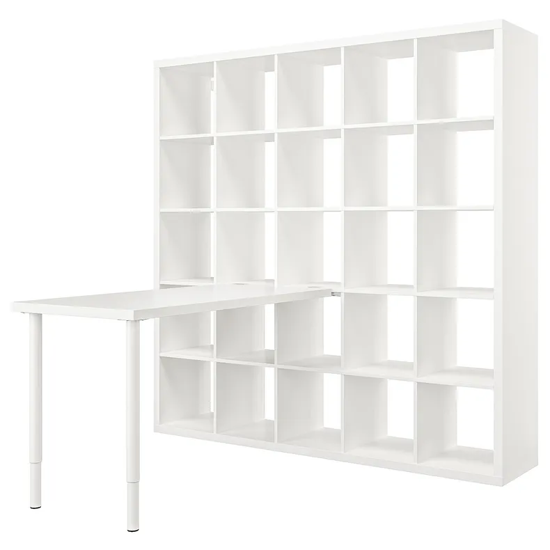 IKEA KALLAX КАЛЛАКС / LAGKAPTEN ЛАГКАПТЕН, письмовий стіл, комбінація, білий, 182x159x182 см 594.816.53 фото №1