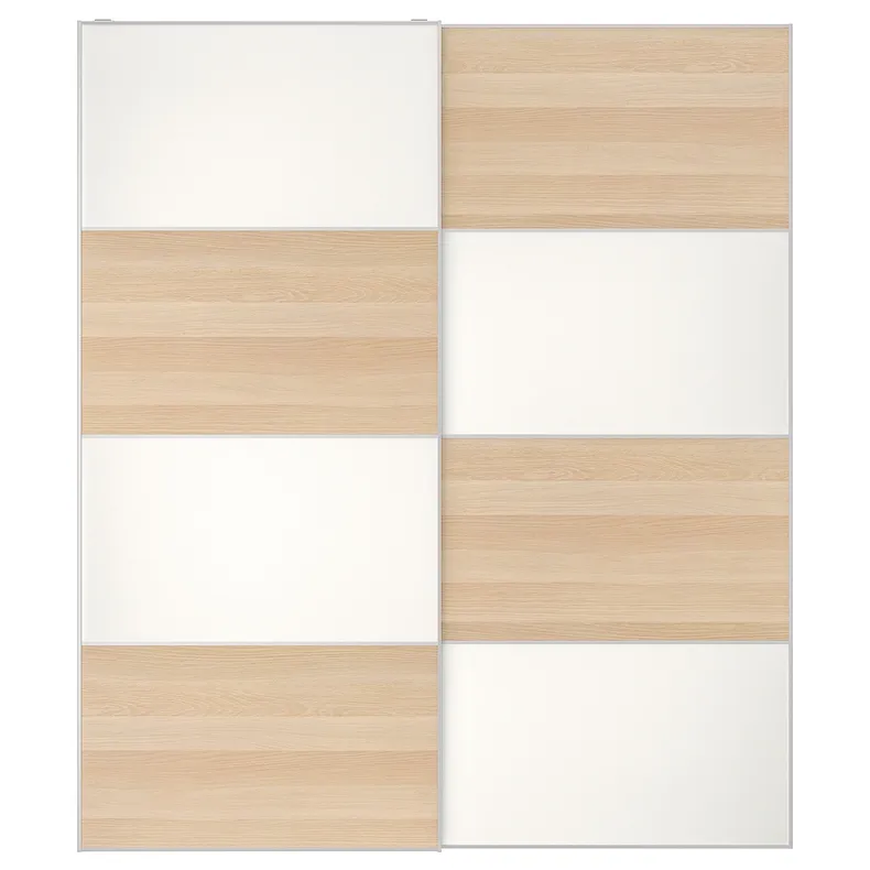 IKEA MEHAMN МЕХАМН, пара раздвижных дверей, 2стр / дуб, окрашенный в белый цвет, 200x236 см 894.397.85 фото №1
