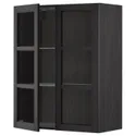 IKEA METOD МЕТОД, навесной шкаф / полки / 2стеклян двери, черный / Лерхиттан с черными пятнами, 80x100 см 194.546.99 фото thumb №1
