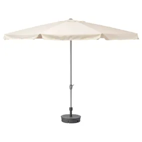 IKEA LJUSTERÖ ЛЬЮСТЕРЭ, зонт от солнца с опорой, бежевый / Гритэ темно-серый, 400 см 092.193.15 фото
