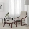 IKEA POÄNG ПОЕНГ, крісло та підставка для ніг, коричневий / КНІСА світло-бежевий 194.842.29 фото thumb №2