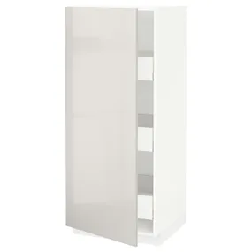 IKEA METOD МЕТОД / MAXIMERA МАКСІМЕРА, висока шафа із шухлядами, білий / Ringhult світло-сірий, 60x60x140 см 393.617.60 фото