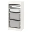 IKEA TROFAST ТРУФАСТ, комбинация с контейнерами / лотком, белый серый / белый, 46x30x94 см 195.333.43 фото thumb №1