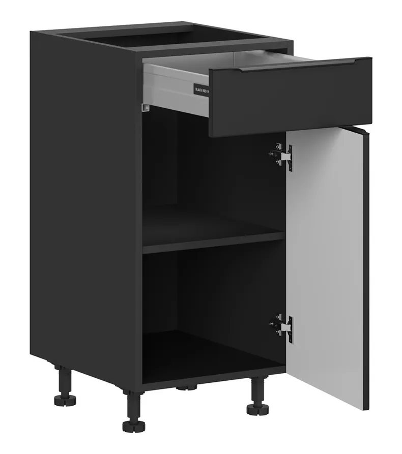 BRW Кухонна шафа Sole L6 40 см права з висувною шухлядою з плавним закриттям чорний матовий, чорний/чорний матовий FM_D1S_40/82_P/STB-CA/CAM фото №3