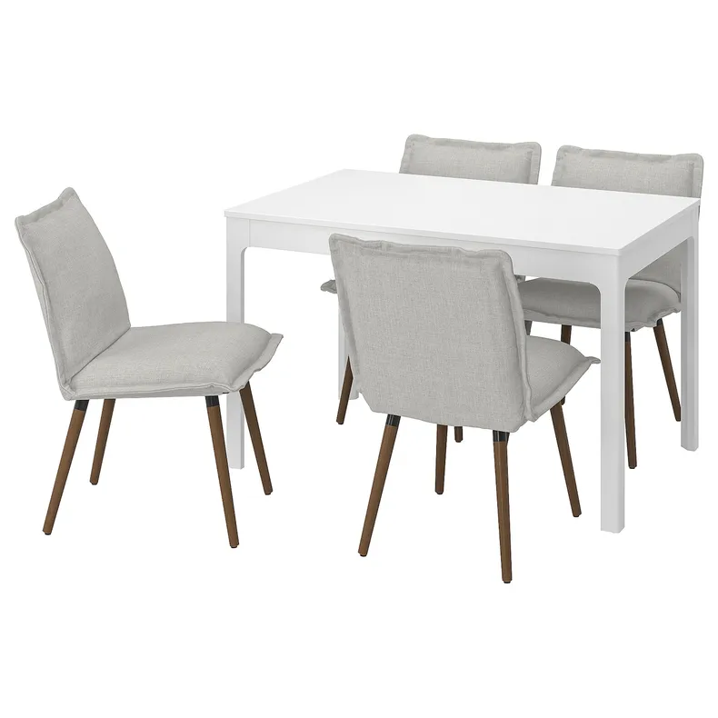 IKEA EKEDALEN ЕКЕДАЛЕН / KLINTEN КЛІНТЕН, стіл+4 стільці, білий / Кіланда світло-бежевий, 120 / 180 см 095.058.97 фото №1
