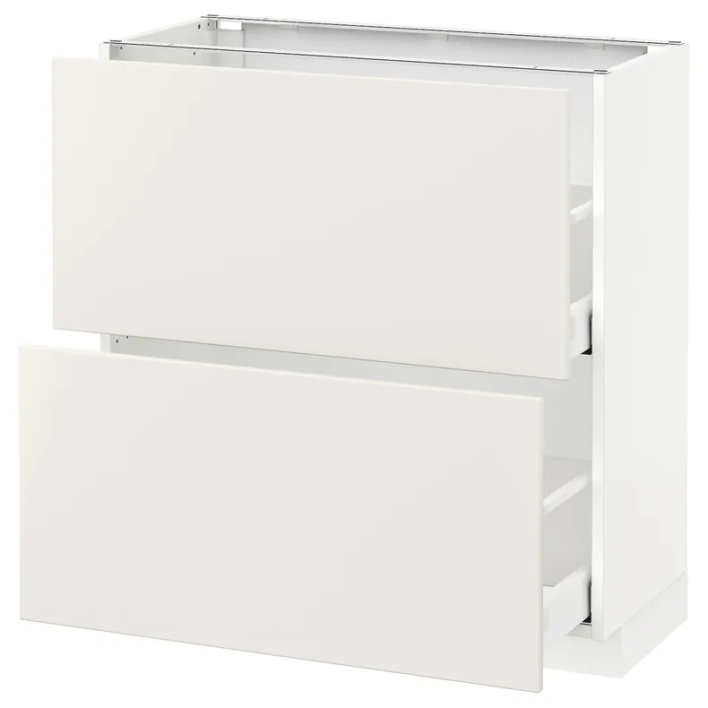 IKEA METOD МЕТОД / MAXIMERA МАКСІМЕРА, підлогова шафа з 2 шухлядами, білий / ВЕДДІНГЕ білий, 80x37 см 390.514.99 фото №1