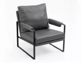 Крісло м'яке з металевим каркасом SIGNAL FOCUS Buffalo, екошкіра: сірий фото