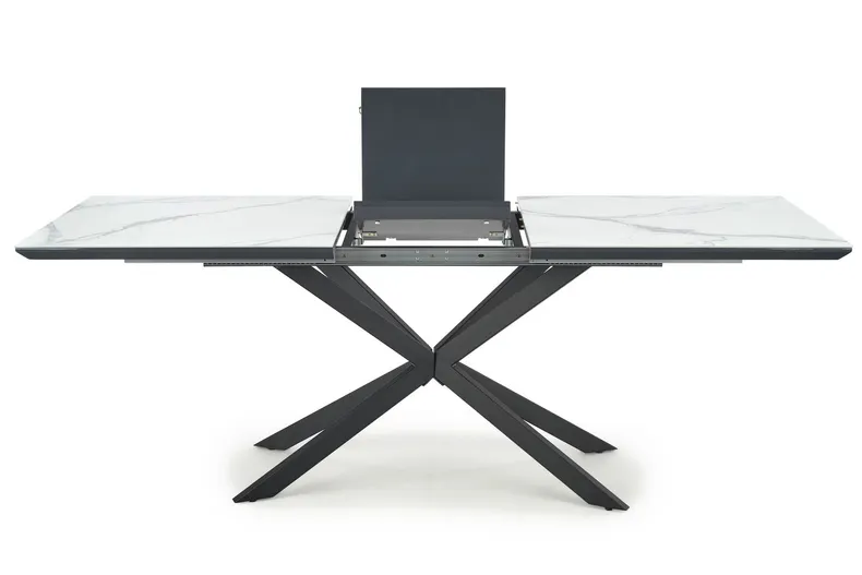 Кухонний стіл розкладний HALMAR DIESEL 160-200x90 см, стільниця - білий мармур / темно-сірий, ніжки - чорні фото №15