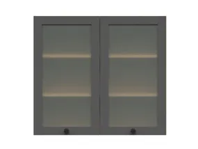 BRW Кухонный верхний шкаф Semi Line 80 см двухдверный с витриной графит, графит SA_G_80/72_LV/PV-DARV/GF фото