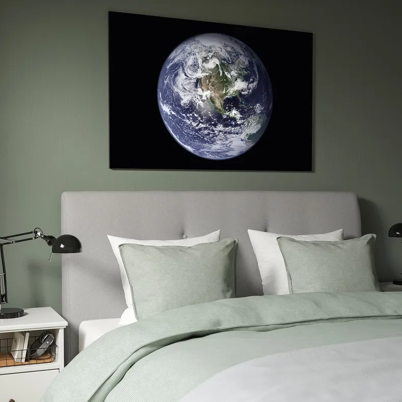 IKEA BJÖRKSTA БЬЁРКСТА, картина с рамой, планета земля/серебро, 118x78 см 095.611.62 фото №2