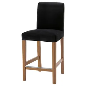 IKEA BERGMUND БЕРГМУНД, барний стілець зі спинкою, імітація. дуб / Джупард темно-сірий, 62 см 593.997.81 фото
