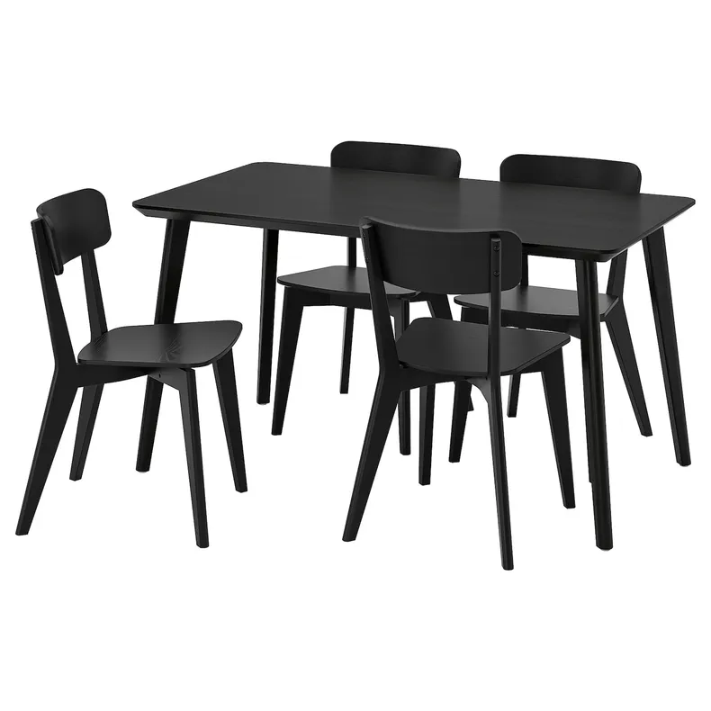 IKEA LISABO ЛІСАБО / LISABO ЛІСАБО, стіл+4 стільці, чорний / чорний, 140x78 см 193.855.35 фото №1