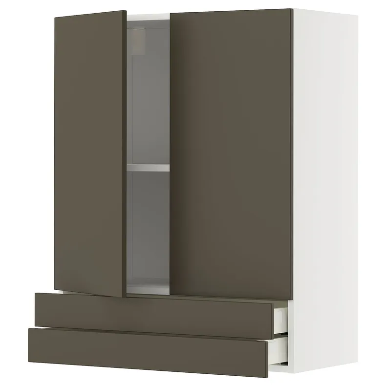 IKEA METOD МЕТОД / MAXIMERA МАКСІМЕРА, навісна шафа, 2 дверцят/2 шухляди, білий/хавсторп коричневий/бежевий, 80x100 см 595.584.02 фото №1