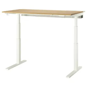 IKEA MITTZON МІТТЗОН, стіл регульований, електричний okl дуб / білий, 140x80 см 695.289.71 фото