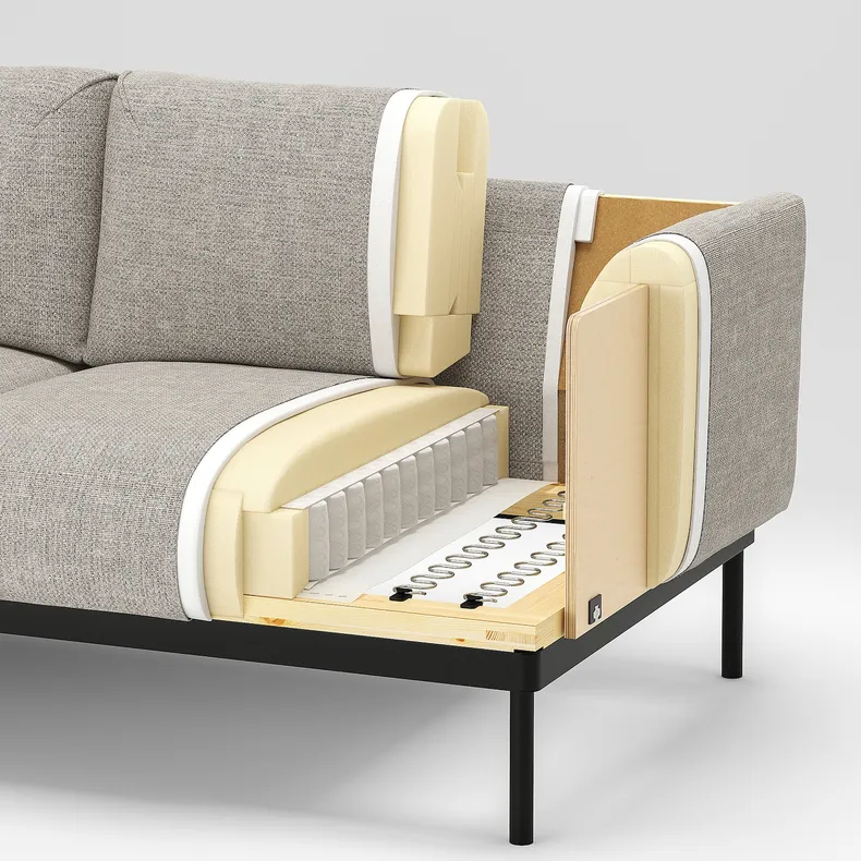 IKEA ÄPPLARYD ЕППЛАРЮД, 3-місний диван із кушеткою, ЛЕЙДЕ сірий / чорний 694.180.67 фото №11