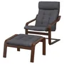 IKEA POÄNG ПОЕНГ, крісло та підставка для ніг, коричневий / ГУННАРЕД темно-сірий 395.020.86 фото