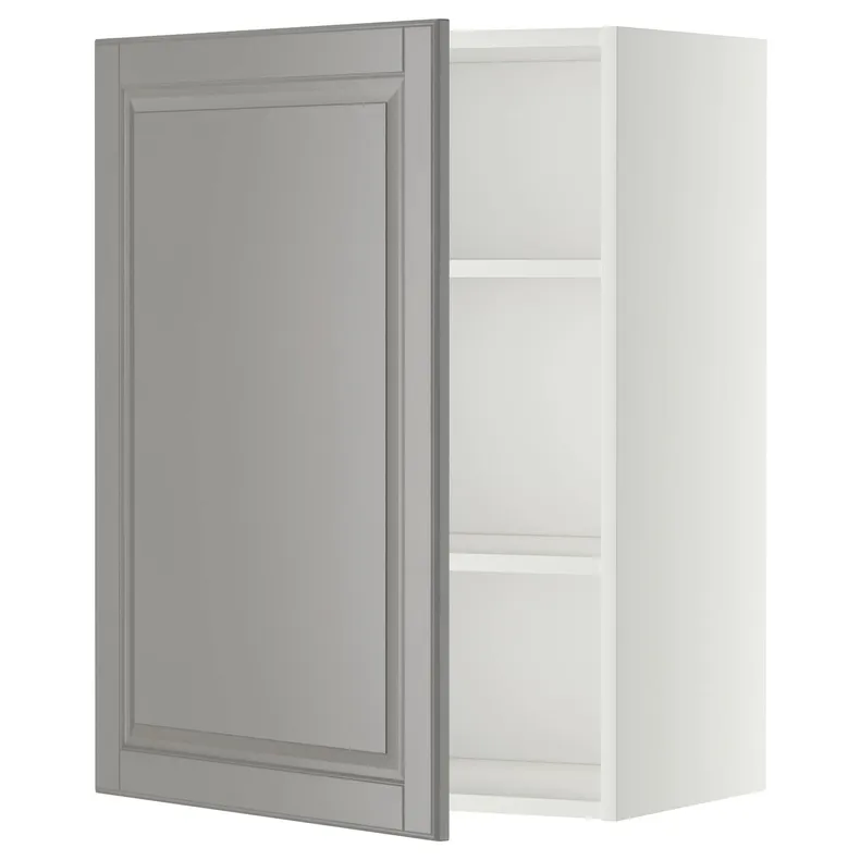 IKEA METOD МЕТОД, навесной шкаф с полками, белый / бодбинский серый, 60x80 см 494.571.54 фото №1