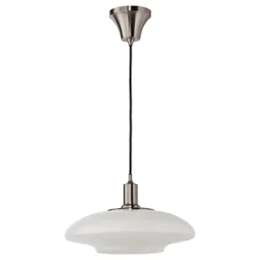 IKEA TÄLLBYN ТЭЛЛЬБЮН, подвесной светильник, никель / опаловое белое стекло, 40 см 404.402.38 фото