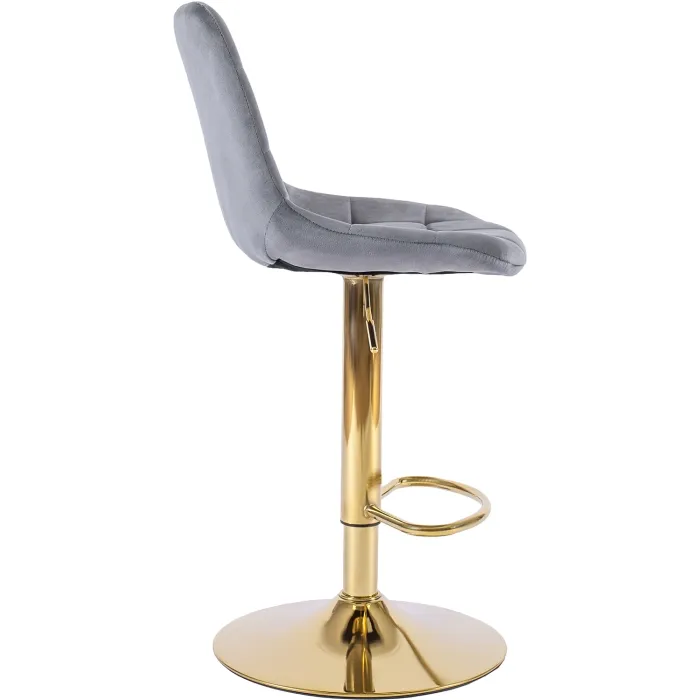 Барный стул бархатный MEBEL ELITE ARCOS Velvet, серый / золотой фото №9