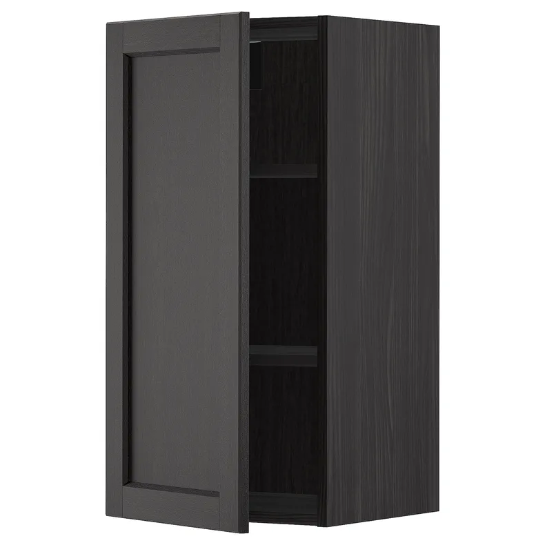 IKEA METOD МЕТОД, навесной шкаф с полками, черный / Лерхиттан с черными пятнами, 40x80 см 994.549.97 фото №1