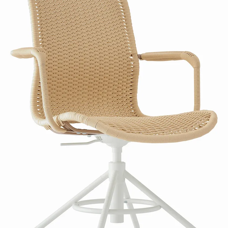 IKEA STIGBYGEL СТІГБЮГЕЛЬ, стілець обертовий із підлокітниками, бежевий/білий 505.564.31 фото №6