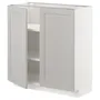 IKEA METOD МЕТОД, напольный шкаф с полками / 2дверцами, белый / светло-серый, 80x37 см 294.701.37 фото