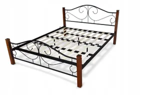Двуспальная кровать HALMAR VIOLETTA 140x200 см вишня антик/черный фото