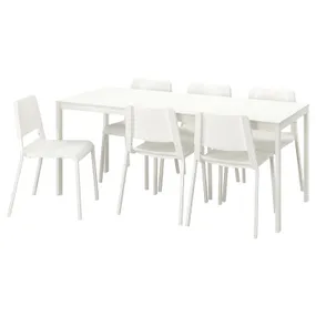 IKEA VANGSTA ВАНГСТА / TEODORES ТЕОДОРЕС, стол и 6 стульев, белый / белый, 120 / 180 см 094.830.27 фото