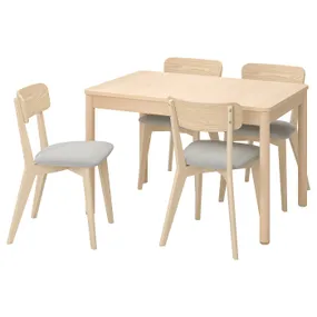 IKEA RÖNNINGE РЕННІНГЕ / LISABO ЛІСАБО, стіл+4 стільці, береза ясен/ТАЛЛЬМЮРА білий/чорний, 118/173 см 195.549.29 фото