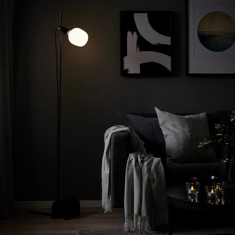 IKEA HÅRSLINGA ХОРСЛІНГА / TRÅDFRI ТРОДФРІ, торшер із лампою, чорний / розумний білий спектр 595.134.99 фото №4