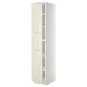 IKEA METOD МЕТОД, висока шафа із полицями, білий / БУДБІН кремово-білий, 40x60x200 см 394.642.92 фото