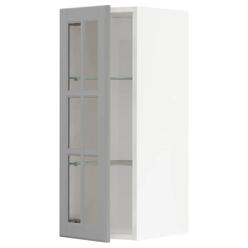 IKEA METOD МЕТОД, навісна шафа,полиці / скляні дверцята, білий / сірий Бодбін, 30x80 см 793.949.66 фото №1