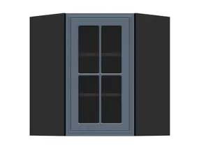 BRW Верхний кухонный шкаф Verdi 60 см левый угол с витриной mystic matt, черный/матовый FL_GNWU_60/72_LV-CA/MIM фото