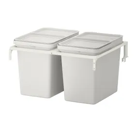 IKEA HÅLLBAR ХОЛЛБАР, решение для сортировки мусора, для кухонных ящиков METOD / светло-серый, 44 l 193.088.39 фото