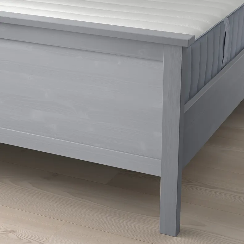 IKEA HEMNES ХЕМНЕС, каркас ліжка з матрацом, Сірий / Валевог твердий, 140x200 см 895.433.29 фото №2