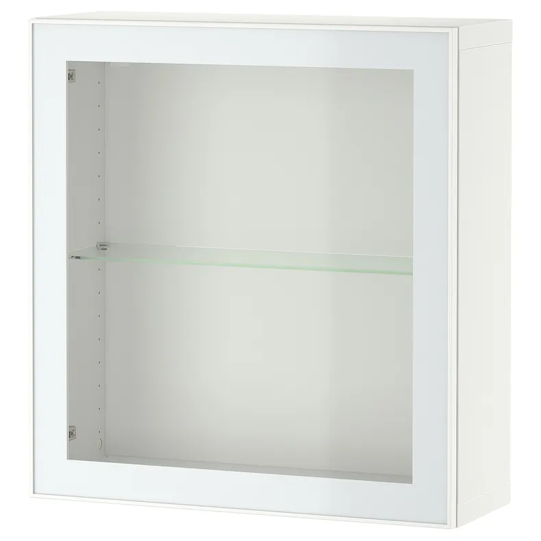 IKEA BESTÅ БЕСТО, стеллаж со стеклянн дверью, Стекло Glassvik белое/белое/светло-зеленое прозрачное стекло, 60x22x64 см 095.810.04 фото №1