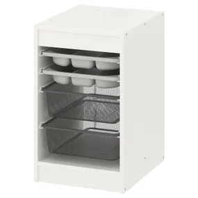 IKEA TROFAST ТРУФАСТ, комбинация с контейнерами / лотками, белый серый / темно-серый, 34x44x56 см 394.804.66 фото
