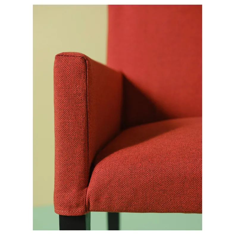 IKEA MÅRENÄS МОРЕНЕС, стілець із підлокітниками, чорний/ГУННАРЕД червоно-коричневий 595.143.90 фото №2