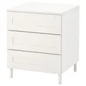 IKEA PLATSA ПЛАТСА, комод із 3 шухлядами, білий / САННІДАЛЬ білий, 60x57x73 см 094.878.55 фото thumb №1